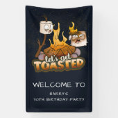 たき火レッツトースト誕生日へようこそ 横断幕 (縦)