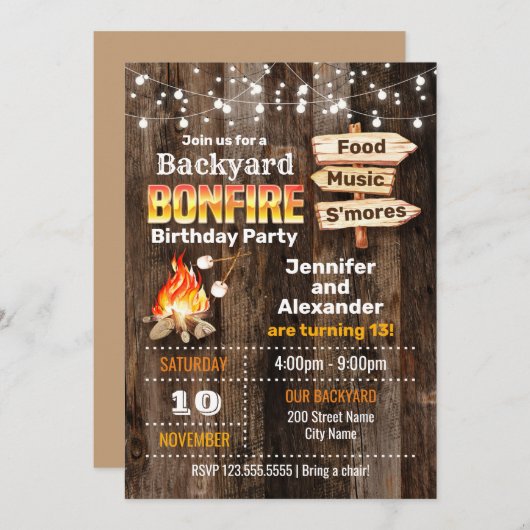 たき火兄弟姉妹誕生会 招待状 (正面/裏面)