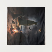 たき火 タペストリー (正面(横))