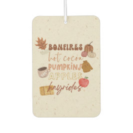 たき火、ホットココア、かぼちゃ、リンゴと乗り物 カーエアーフレッシュナー