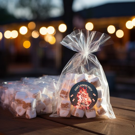 たき素朴火とマシュマロパーティーシール ラウンドシール