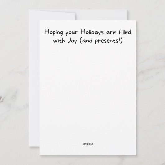 たくさんのおもしろいおもちゃを持つゴールデンレトリバーのクリスマス シーズンカード (裏面)