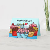 たくさんのカップケーキの誕生日カード カード (正面)