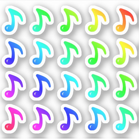 たくさんのカラフル小さな音符レインボーミュージック シール (正面)
