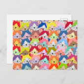 たくさんのカラフル猫 |ペット柄ギフト ポストカード (正面/裏面)
