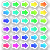 たくさんのカラフル矢の小さな虹の矢印の形 シール (正面)