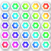 たくさんのカラフル花びら小さな虹の花形 シール (正面)