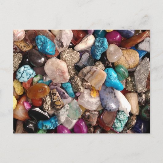たくさんのカラフル面白い磨き石 ポストカード (正面)
