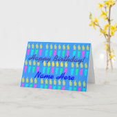 たくさんのキャンドルハッピーバースデーカスタムカード カード (黄色い花)