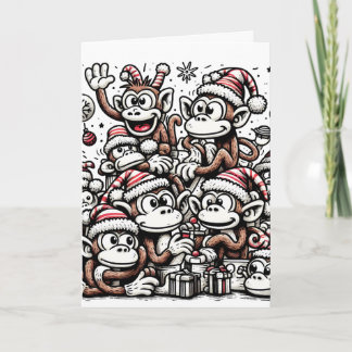 たくさんのクリスマスサル カード
