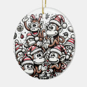 たくさんのクリスマスサル セラミックオーナメント (左)