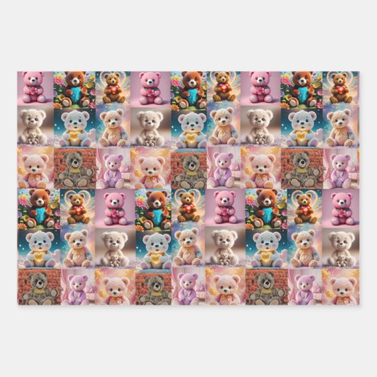 たくさんのテディベア ラッピングペーパーシート (正面2)