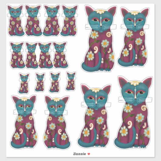 たくさんのデイジー猫 シール (シート)