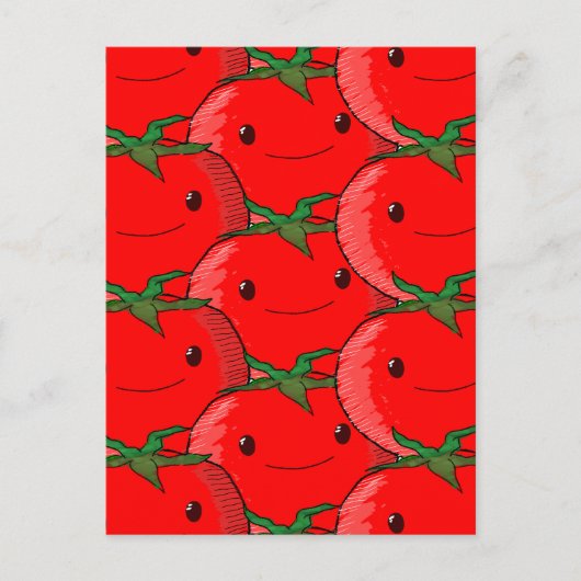 たくさんのトマトかわいいパターンスケッチ ポストカード (正面)
