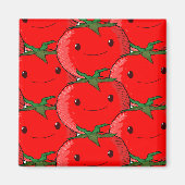 たくさんのトマトかわいいパターンスケッチ マグネット (正面)