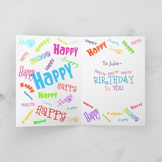 たくさんのハッピーネームを追加Cheeryハッピーバースデー カード (内部)