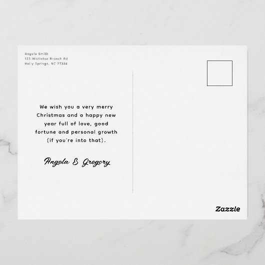 たくさんのハッピーハウリデイズペットおもしろい 箔シーズンポストカード (裏面)