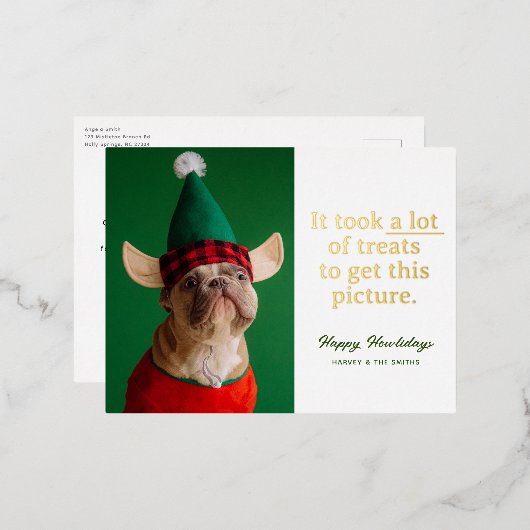 たくさんのハッピーハウリデイズペットおもしろい 箔シーズンポストカード (正面/裏面)