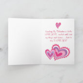 たくさんのハートと非常にかわいいバレンタインデー シーズンカード (内部)