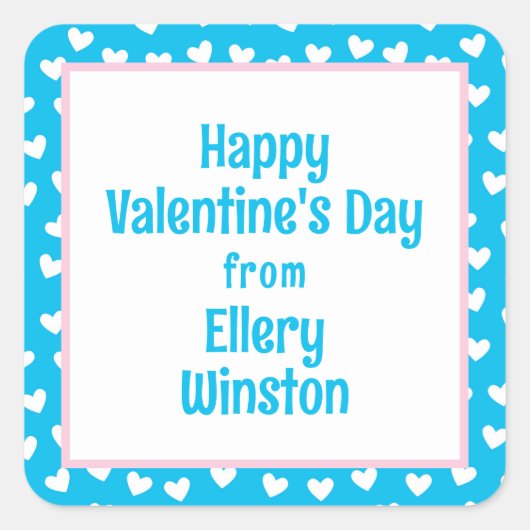 たくさんのハート教室バレンタインデー スクエアシール (正面)