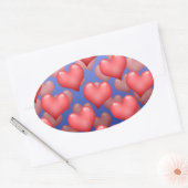 たくさんのハート 楕円形シール (封筒)