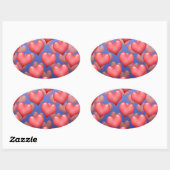 たくさんのハート 楕円形シール (シート)