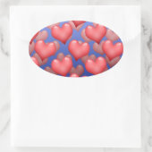 たくさんのハート 楕円形シール (バッグ)