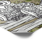 たくさんのフクロウプリント ポスター (角)