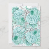 たくさんのフローラかわいらしアクアシルバーホワイト結婚ズ 招待状 (裏面)