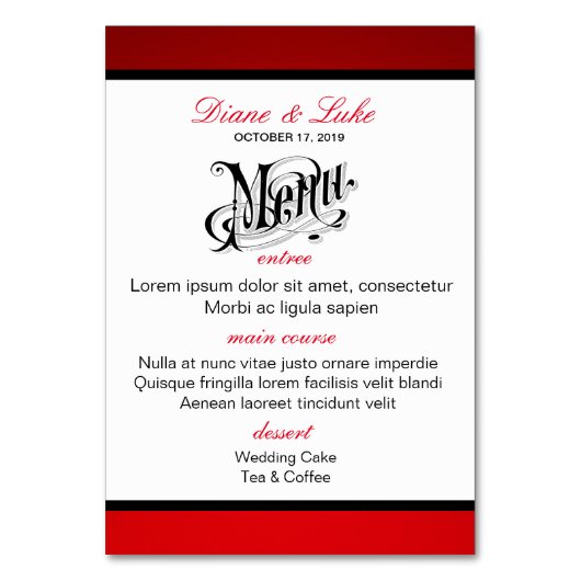 たくさんのラブゾウのライトメニュー+ テーブルナンバー (裏面)