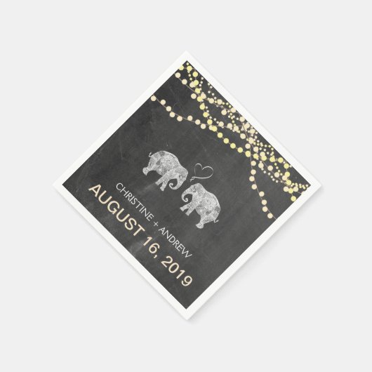 たくさんのラブゾウの光の列カスタム列 スタンダードカクテルナプキン (角)