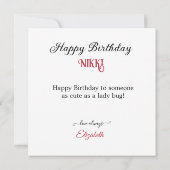 たくさんのレディーバグ子供の誕生日ケーキ カード (裏面)