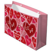たくさんの愛とハート ラージペーパーバッグ (正面アングル)