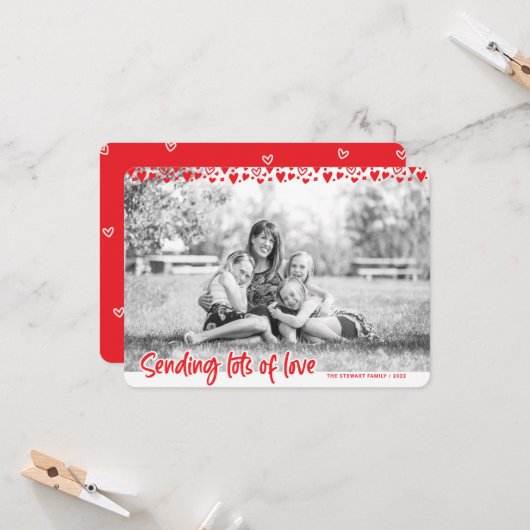 たくさんの愛を送る，家族の写真バレンタインデー カード (正面/裏面インサイチュ)