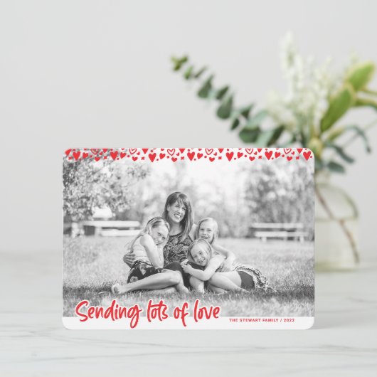 たくさんの愛を送る,家族の写真バレンタインデー カード (スタンド正面)