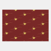 たくさんの愛金ゴールドモダンのハート ラッピングペーパーシート (正面3)