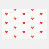 たくさんの愛金ゴールドモダンのハート ラッピングペーパーシート (正面)