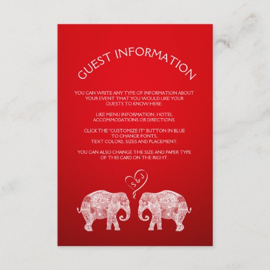 たくさんの愛/象のカップルの結婚挿入カード エンクロージャーカード (正面)