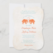 たくさんの愛/象カップルハート結婚式の招待 招待状 (正面)