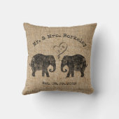 たくさんの愛 | Elephantカップルのカスタムウェディングギフト クッション (裏面)