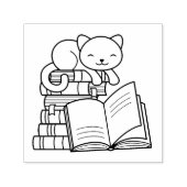 たくさんの本に乗ったかわいい猫|過去記事 セルフインキングスタンプ (デザイン)
