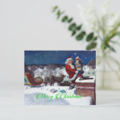 たくさんの本を届けるサンタ ポストカード (スタンド正面)