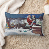 たくさんの本を届けるサンタ ランバークッション (ブランケット)