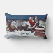 たくさんの本を届けるサンタ ランバークッション (正面)