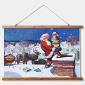 たくさんの本を届けるサンタ 吊り下げ型タペストリー (正面)