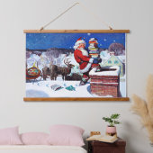 たくさんの本を届けるサンタ 吊り下げ型タペストリー (寝室)