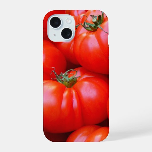 たくさんの熟した赤いトマト iPhone 15ケース (裏面)
