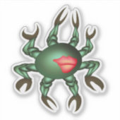たくさんの爪を持つ緑色の海の生き物 シール (正面)