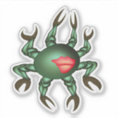 たくさんの爪を持つ緑色の海の生き物 シール (正面)
