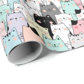 たくさんの猫ラッピング紙 ラッピングペーパー (ロールコーナー)